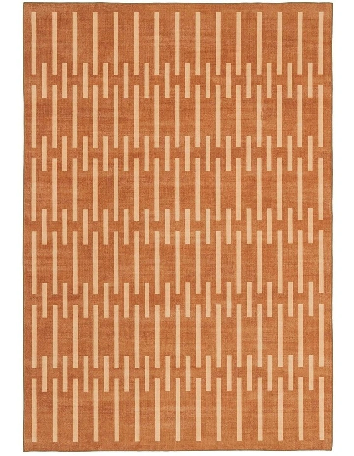Tudor Printed Washable Rug in Rust image 1