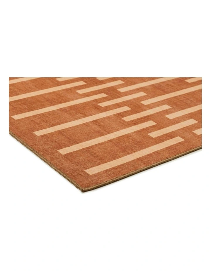 Tudor Printed Washable Rug in Rust image 2