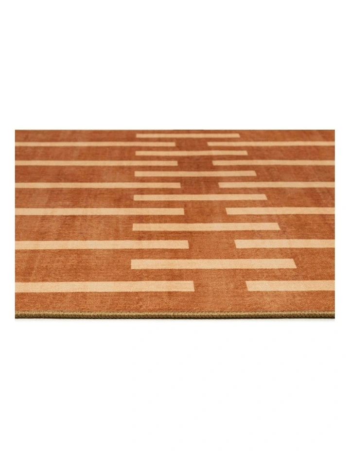 Tudor Printed Washable Rug in Rust image 3