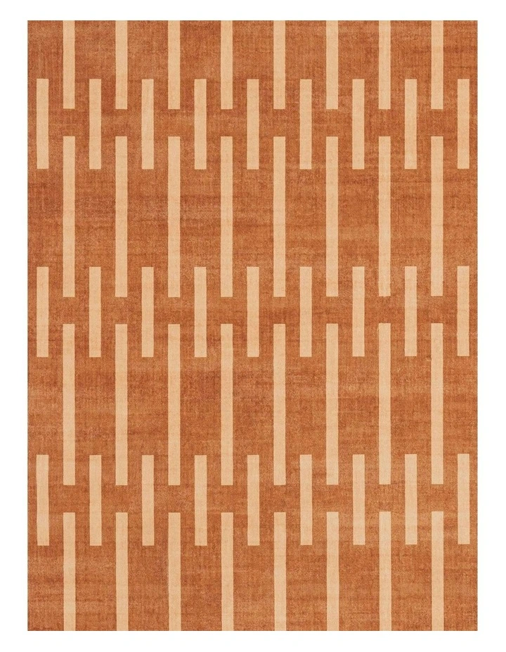 Tudor Printed Washable Rug in Rust image 6