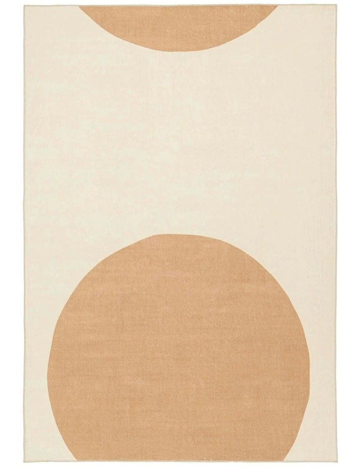 Carretera Printed Washable Rug in Orange/Cream image 1