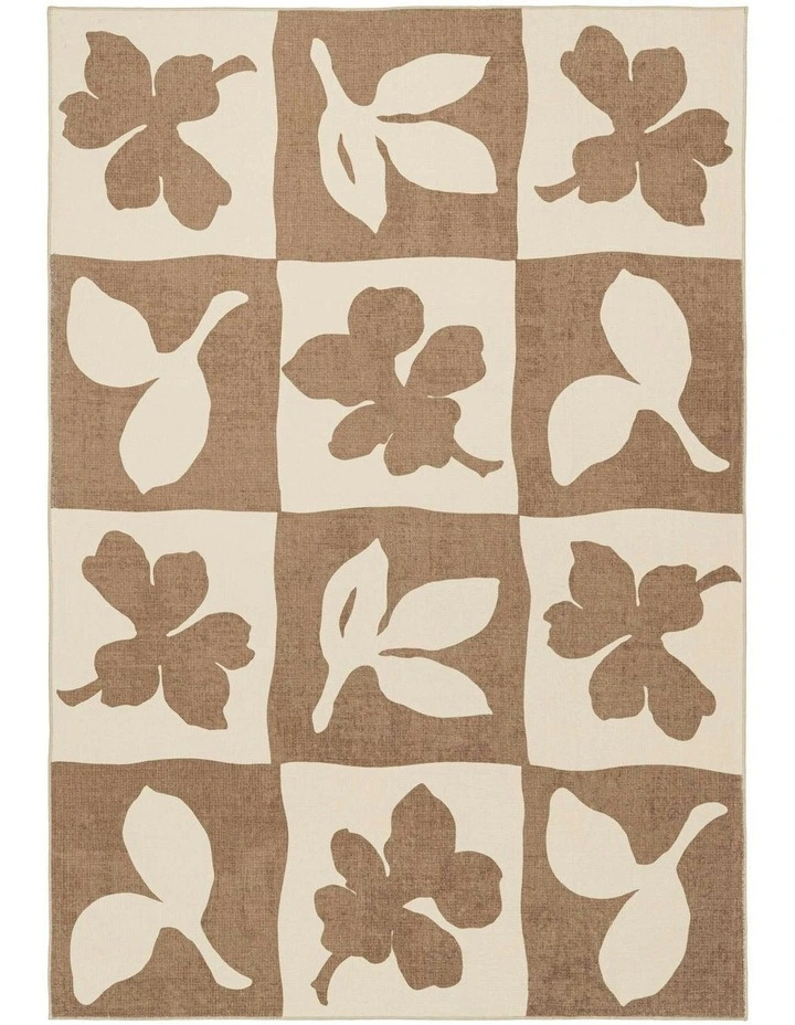 Perivale Printed Washable Rug in Brown image 1