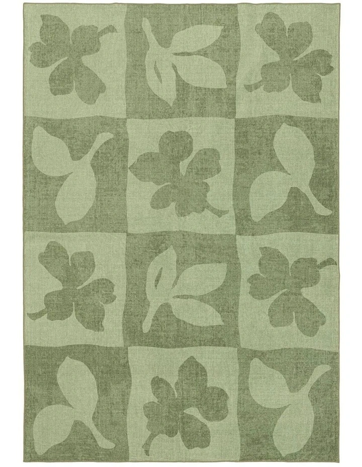 Knightsbridge Printed Washable Rug in Green image 1