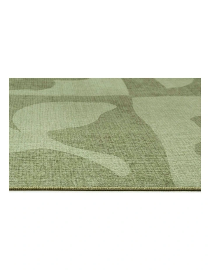 Knightsbridge Printed Washable Rug in Green image 3