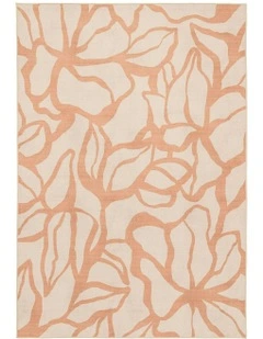 Anerley Printed Washable Rug in Coral/Cream