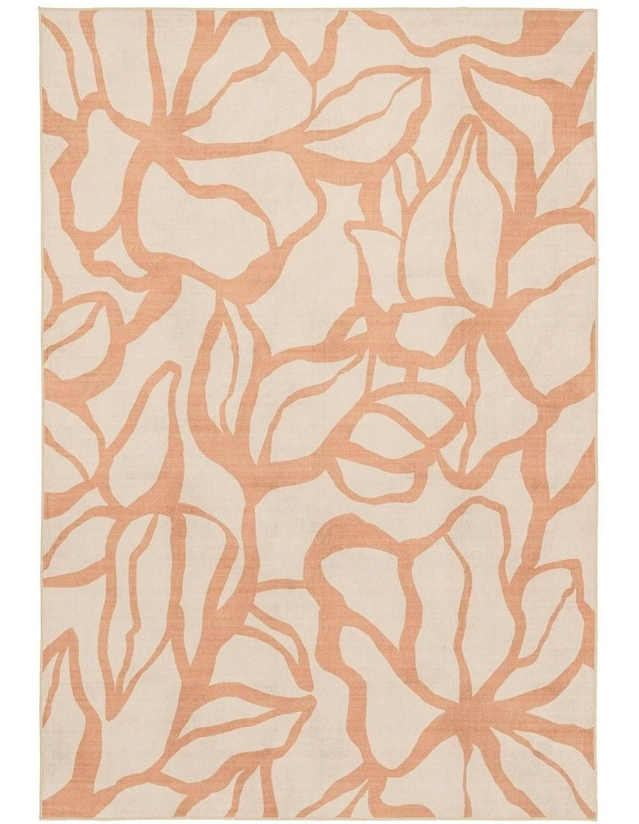 Anerley Printed Washable Rug in Coral/Cream image 1