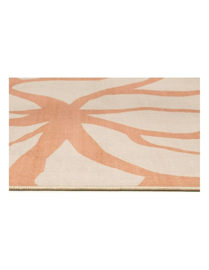 Anerley Printed Washable Rug in Coral/Cream image 3