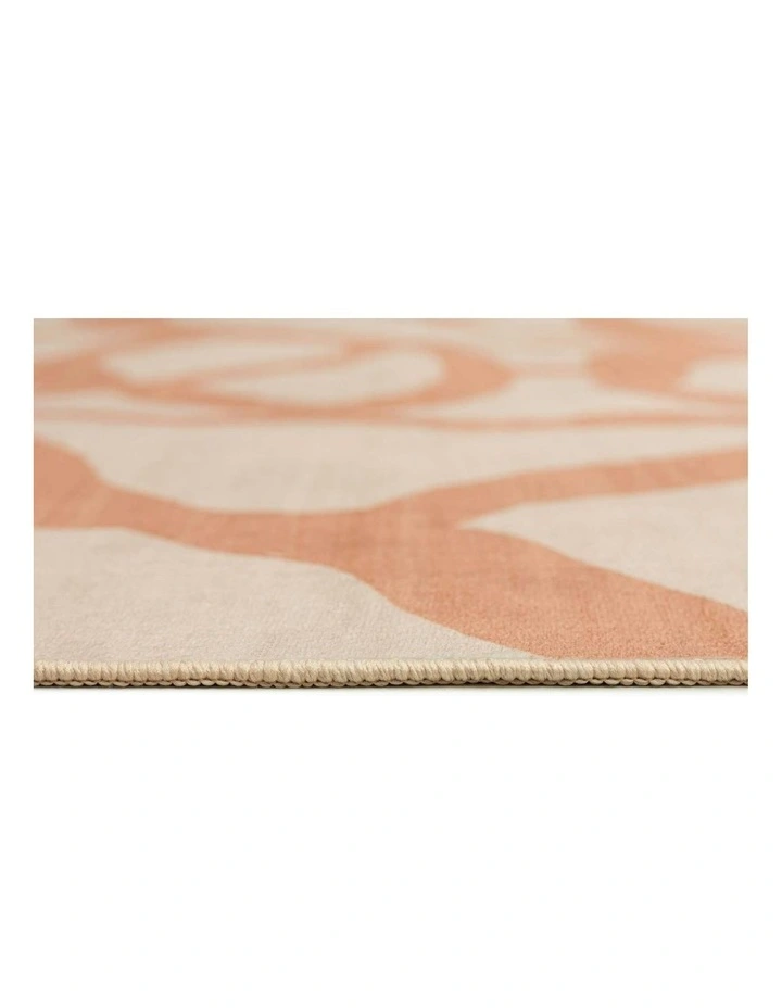 Anerley Printed Washable Rug in Coral/Cream image 5