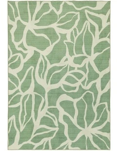 Farringdon Printed Washable Rug in Green