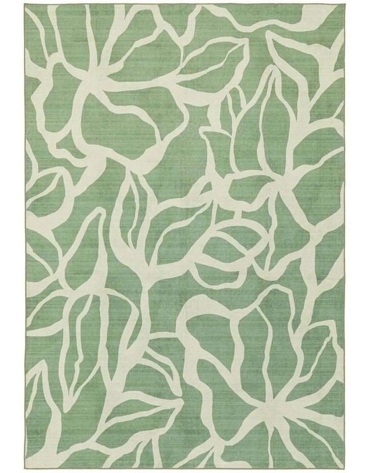 Farringdon Printed Washable Rug in Green image 1