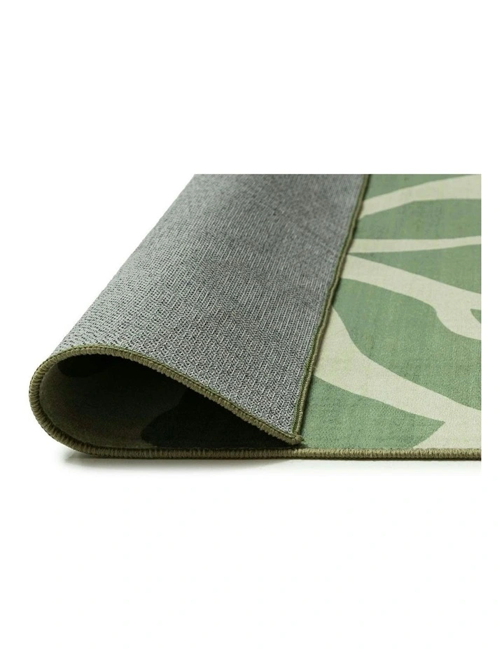 Farringdon Printed Washable Rug in Green image 4