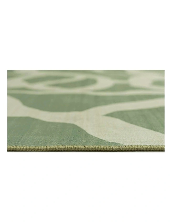 Farringdon Printed Washable Rug in Green image 5