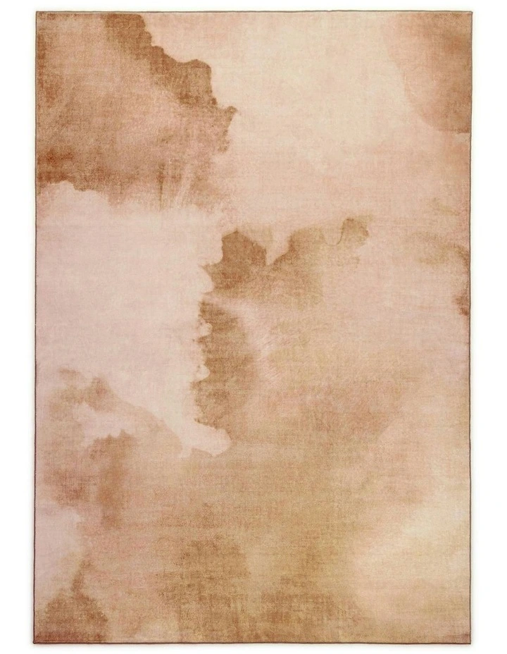 Napeague Pink and Beige Watercolour Washable Rug image 1