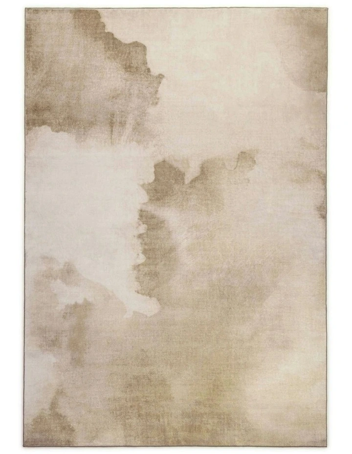 Manhasset Beige Watercolour Washable Rug image 1