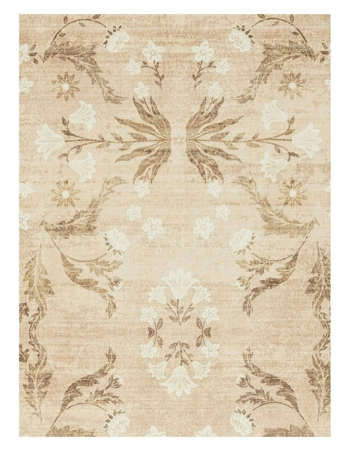 Rosas Beige and Ivory Vintage Floral Washable Rug image 6