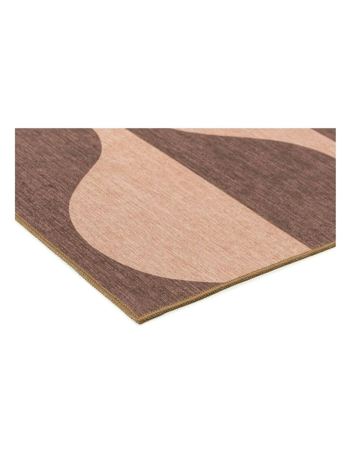 Sobe Pink and Burgundy Wave Stripe Indoor Outdoor Washable Rug image 2