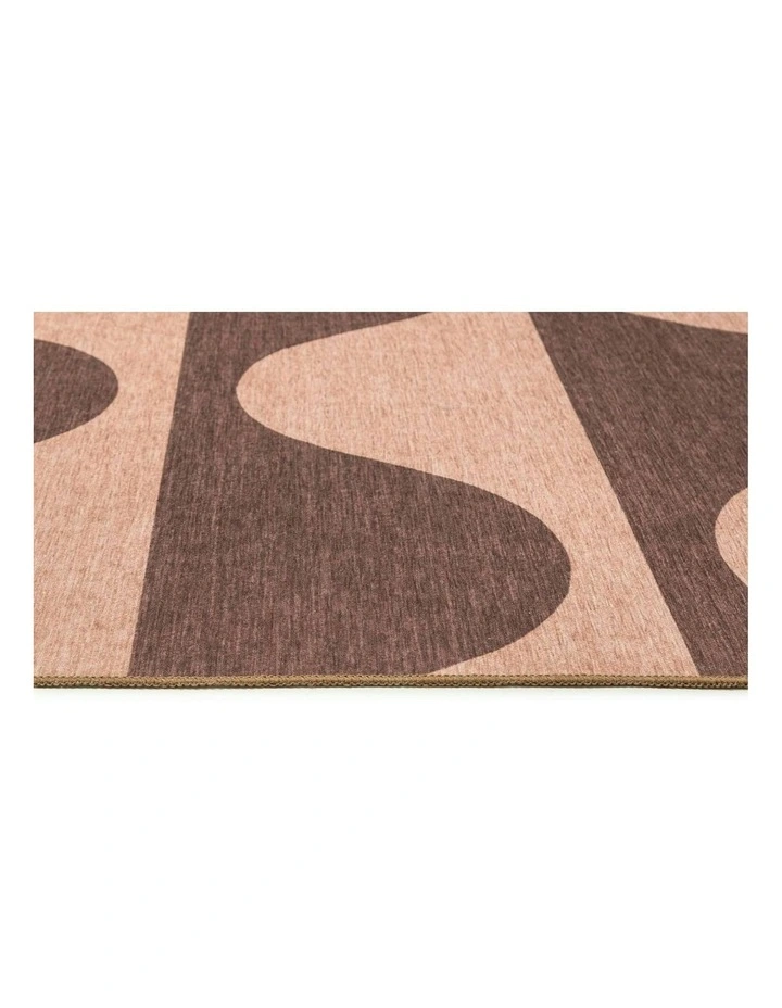 Sobe Pink and Burgundy Wave Stripe Indoor Outdoor Washable Rug image 3