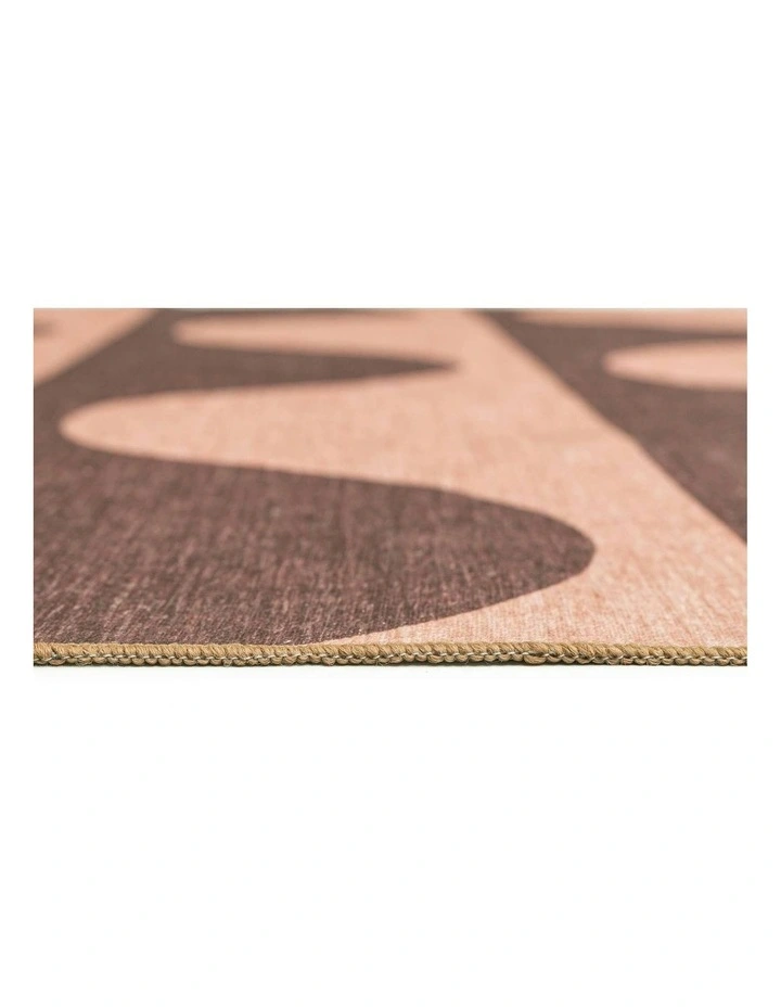 Sobe Pink and Burgundy Wave Stripe Indoor Outdoor Washable Rug image 5