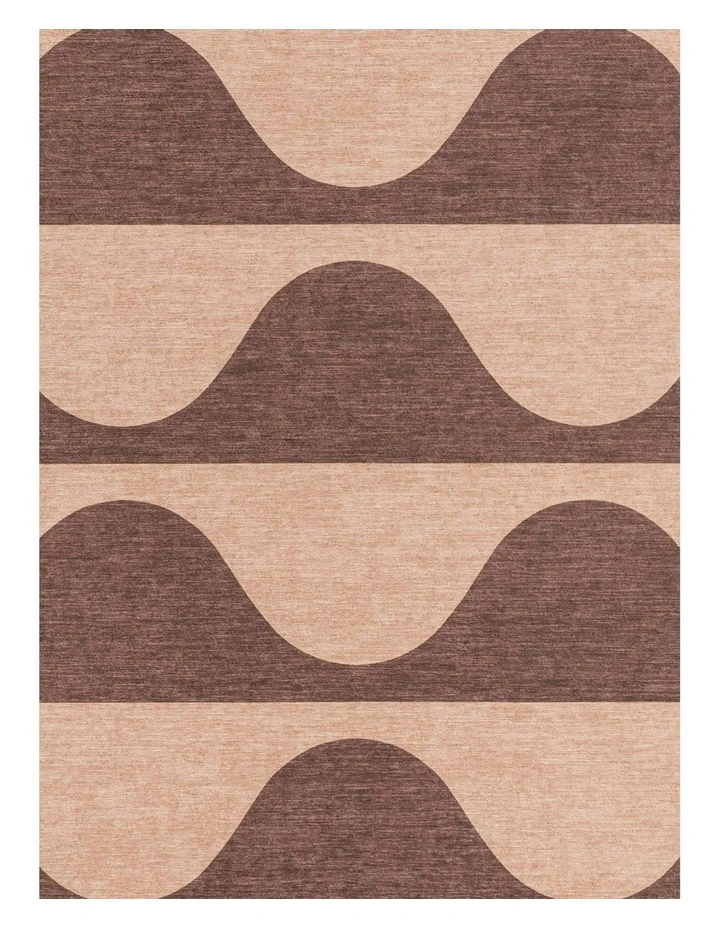 Sobe Pink and Burgundy Wave Stripe Indoor Outdoor Washable Rug image 6