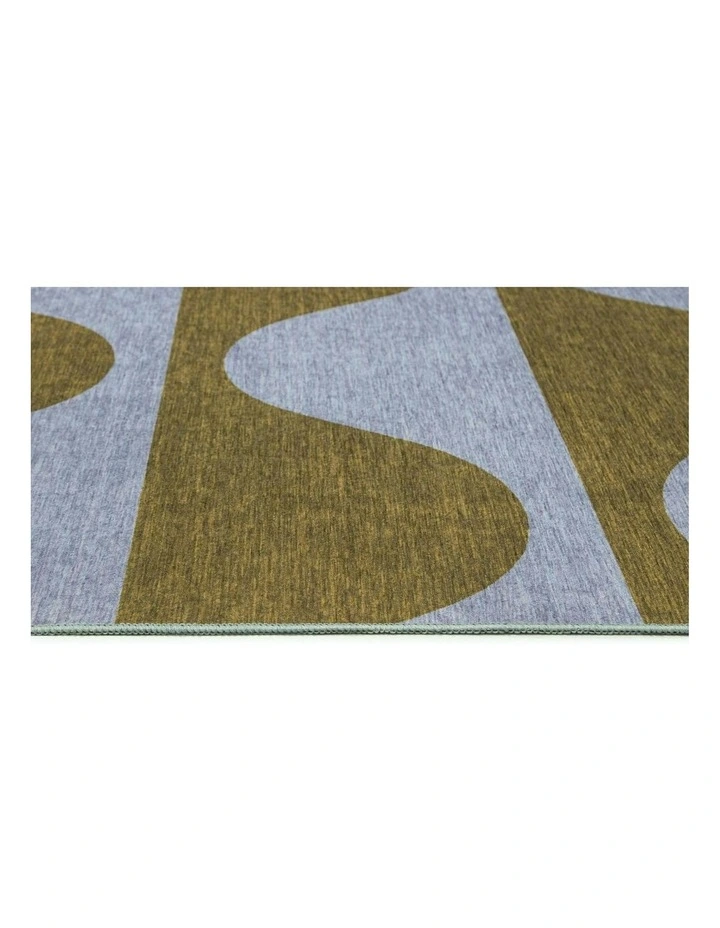 Wynwood Olive and Blue Wave Stripe Indoor Outdoor Washable Rug image 3