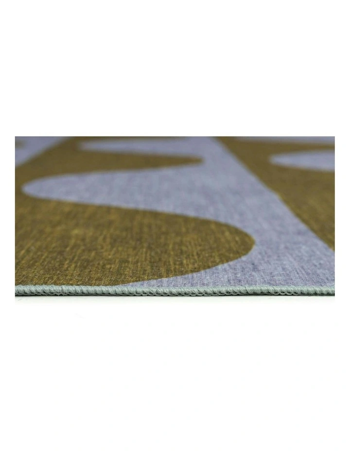 Wynwood Olive and Blue Wave Stripe Indoor Outdoor Washable Rug image 5