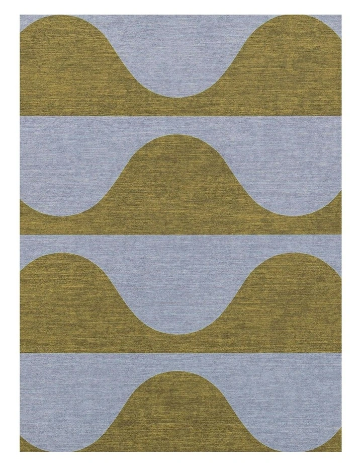 Wynwood Olive and Blue Wave Stripe Indoor Outdoor Washable Rug image 6