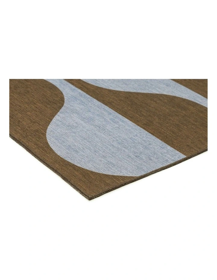 Allapattah Brown and Blue Wave Stripe Indoor Outdoor Washable Rug image 2