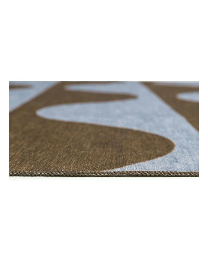 Allapattah Brown and Blue Wave Stripe Indoor Outdoor Washable Rug image 5