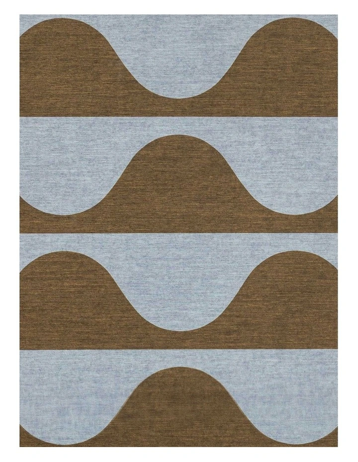 Allapattah Brown and Blue Wave Stripe Indoor Outdoor Washable Rug image 6