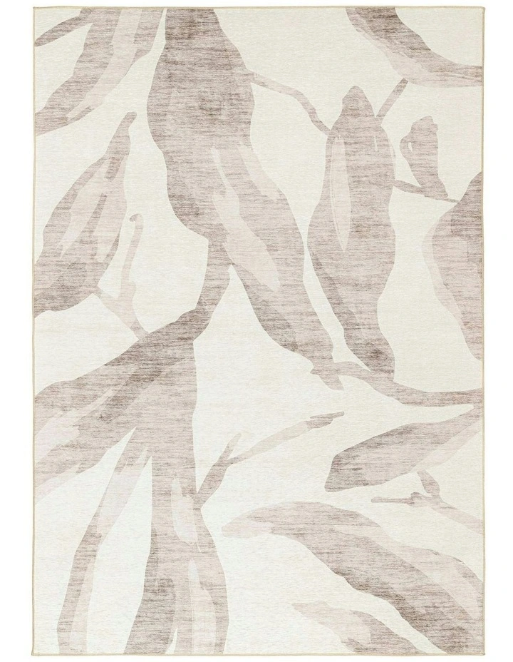 Bainbridge Cream Leaf Shadow Indoor Outdoor Washable Rug image 1