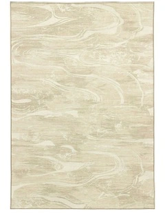 Marrowstone Beige Marble Washable Indoor Outdoor Rug