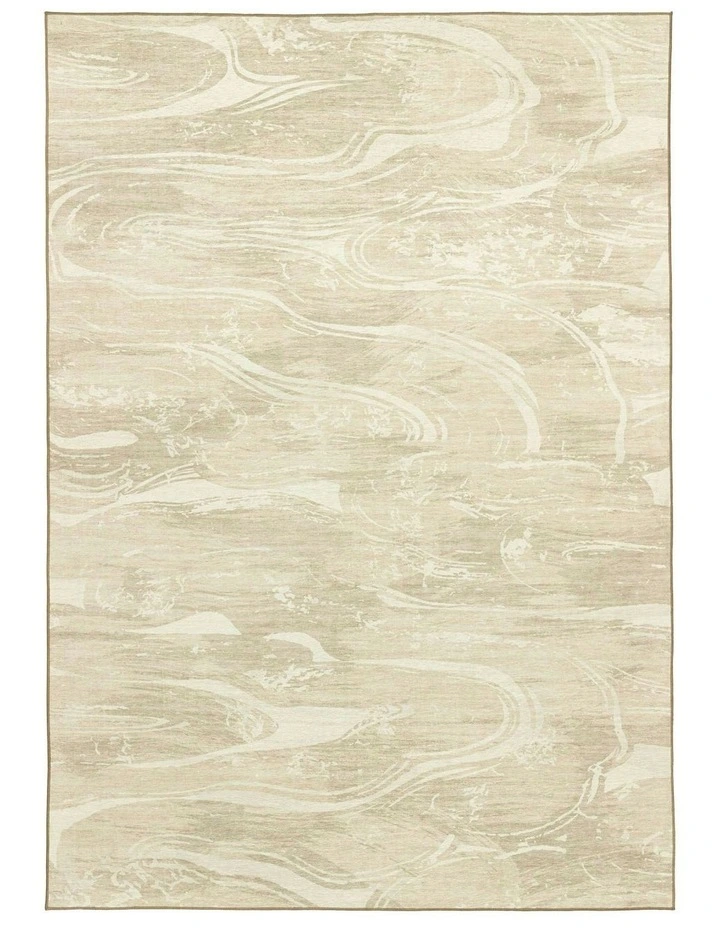 Marrowstone Beige Marble Washable Indoor Outdoor Rug image 1