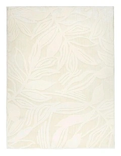 Bessant Leafy Cream and Beige Washable Rug