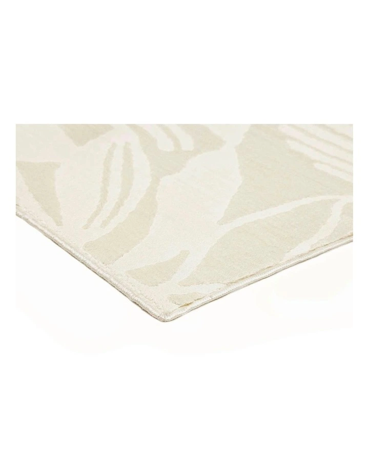 Bessant Leafy Cream and Beige Washable Rug image 2