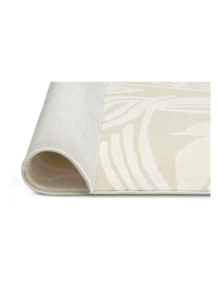 Bessant Leafy Cream and Beige Washable Rug image 3