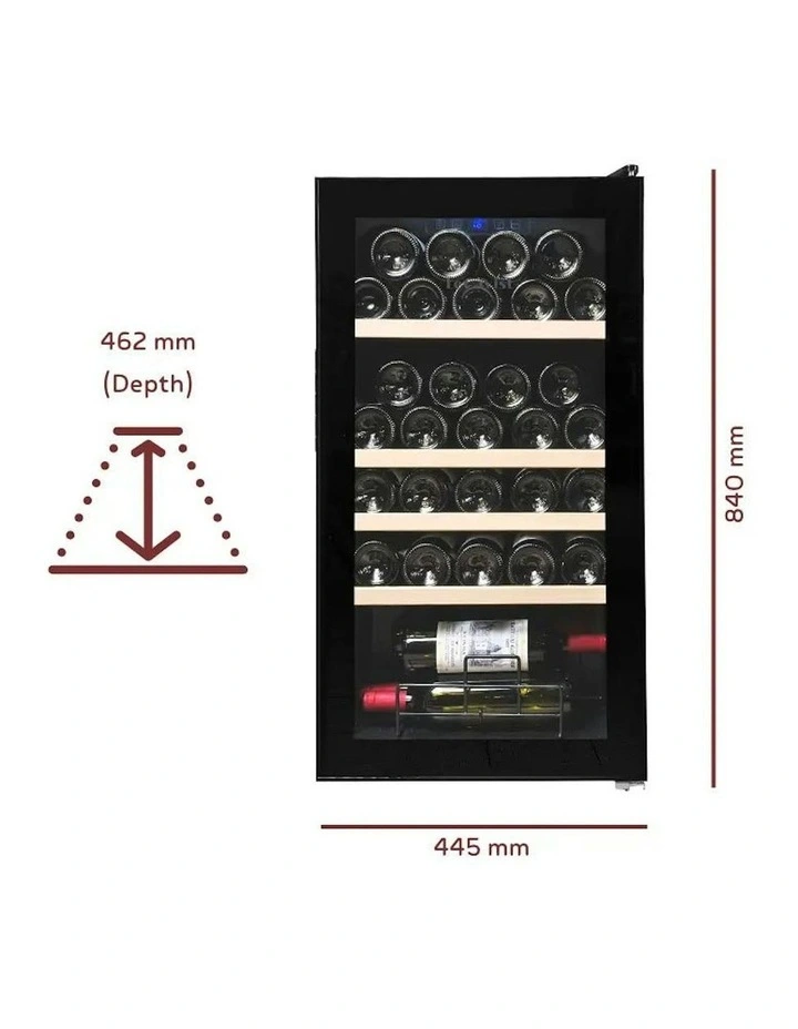 33 Bottle Single Zone Wine Cabinet in Black image 2