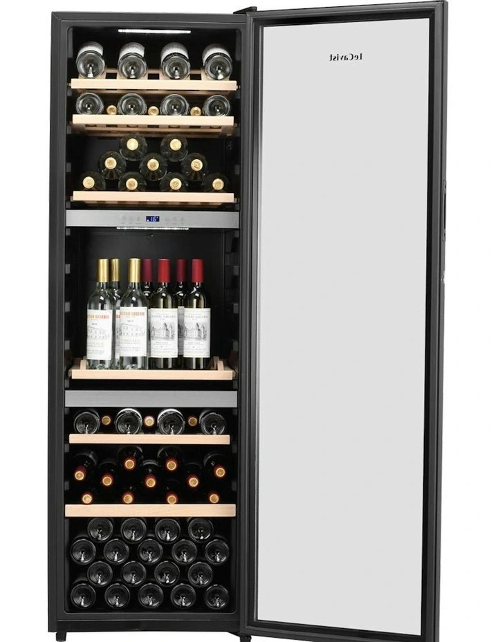 140 Bottle Triple Zone Wine Cabinet in Black image 4