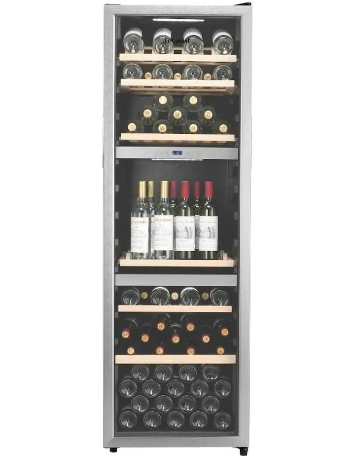 140 Bottle Triple Zone Wine Cabinet in Stainless Steel image 1