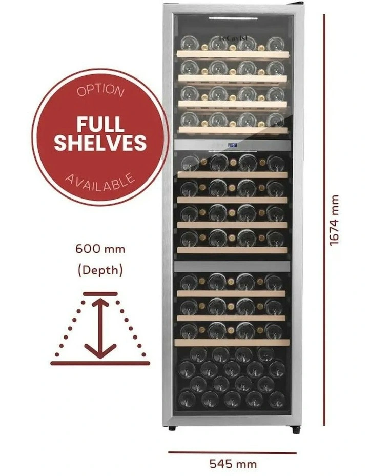 140 Bottle Triple Zone Wine Cabinet in Stainless Steel image 3