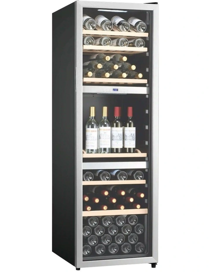 Wine Cabinet 140 Bottle Triple Zone Freestanding in Stainless Steel image 4