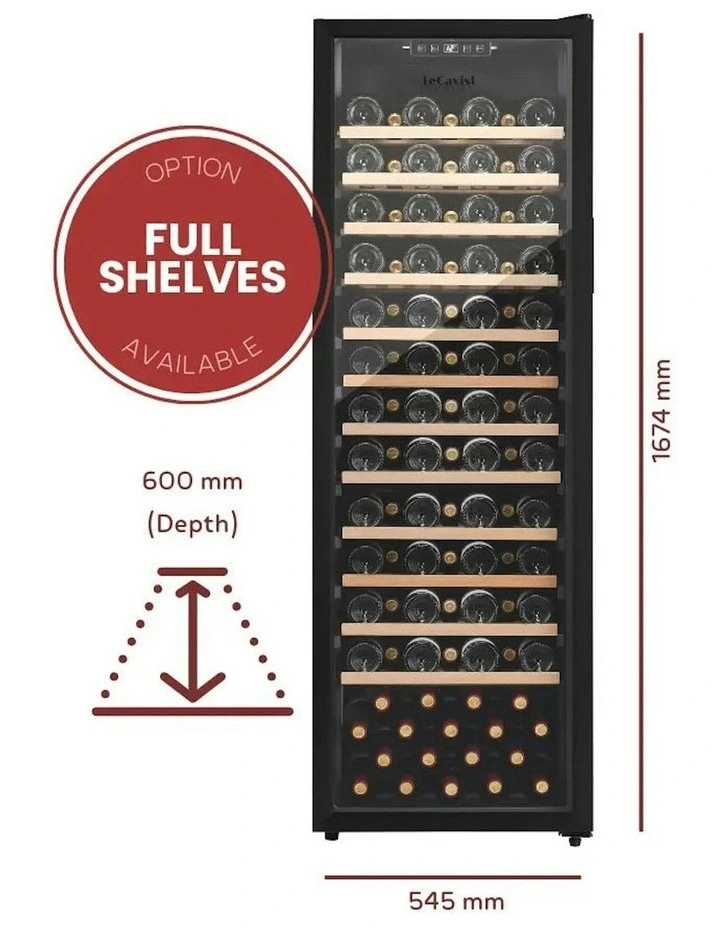 Wine Cabinet Fridge 168 Bottle Single Zone Freestanding in Black image 3