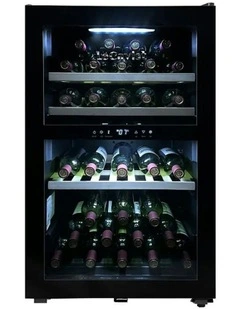Freestanding 56 Bottle Dual Zone Wine Cabinet in Black