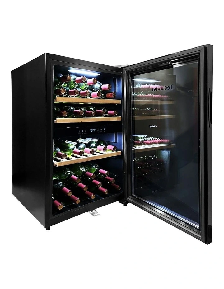 Freestanding 56 Bottle Dual Zone Wine Cabinet in Black image 7