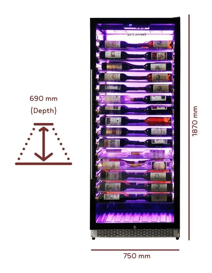 Built-in 195 Bottle Single Zone Wine Cabinet in Black image 3