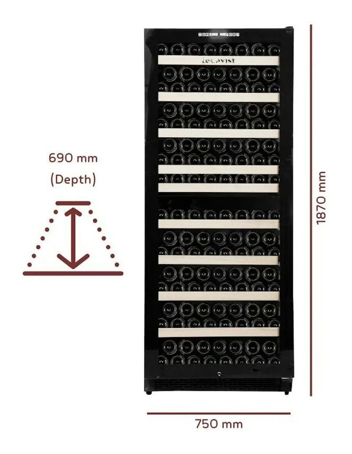 Wine Cabinet Fridge 303 Bottle Dual Zone Built-in in Black image 2