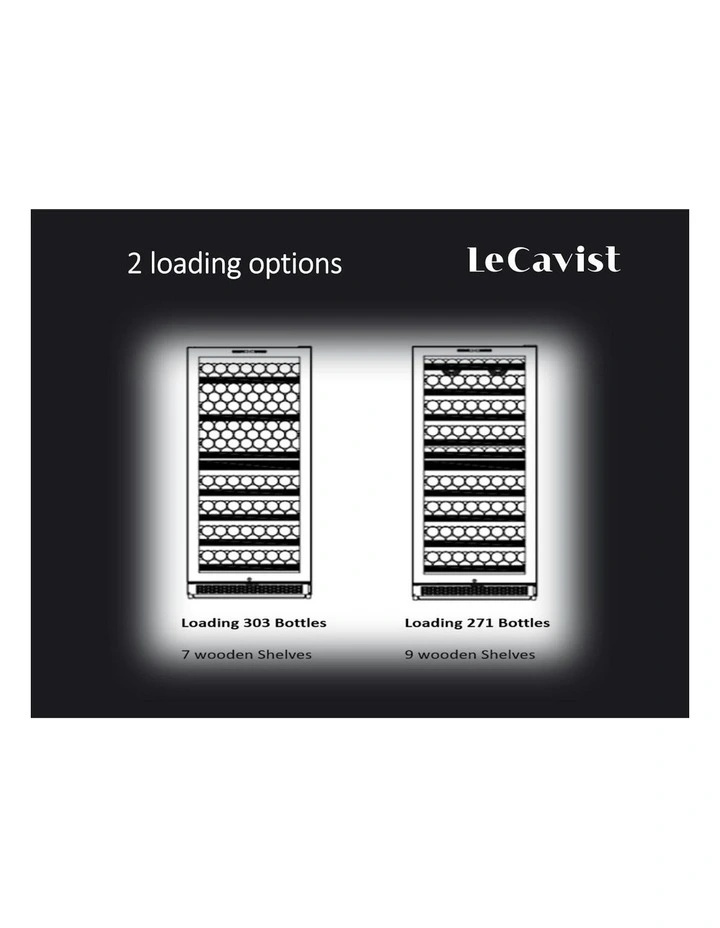 Built-in 303 Bottle Dual Zone Wine Cabinet in Black image 7