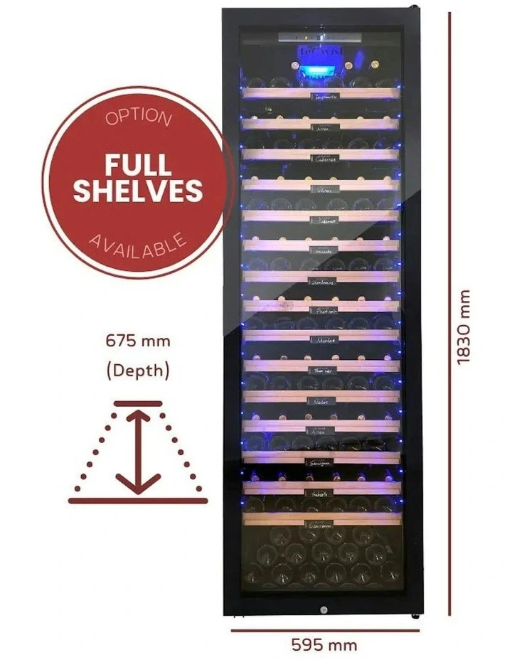 Freestanding 248 Bottle Single Zone Wine Cabinet in Black image 3