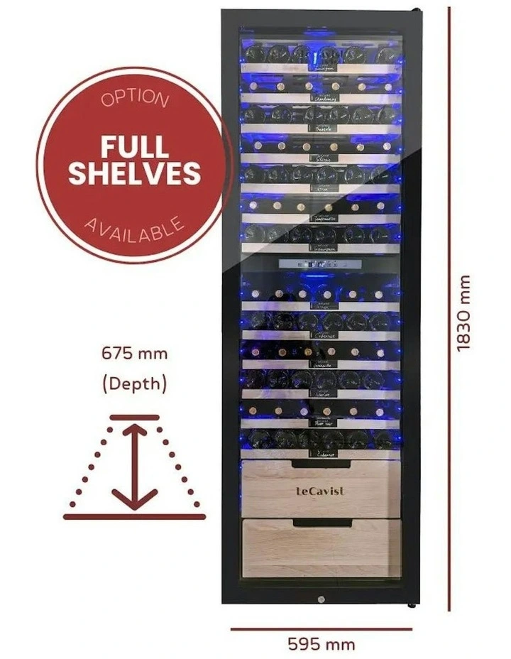 Freestanding 226 Bottle Dual Zone Wine Cabinet in Black image 3