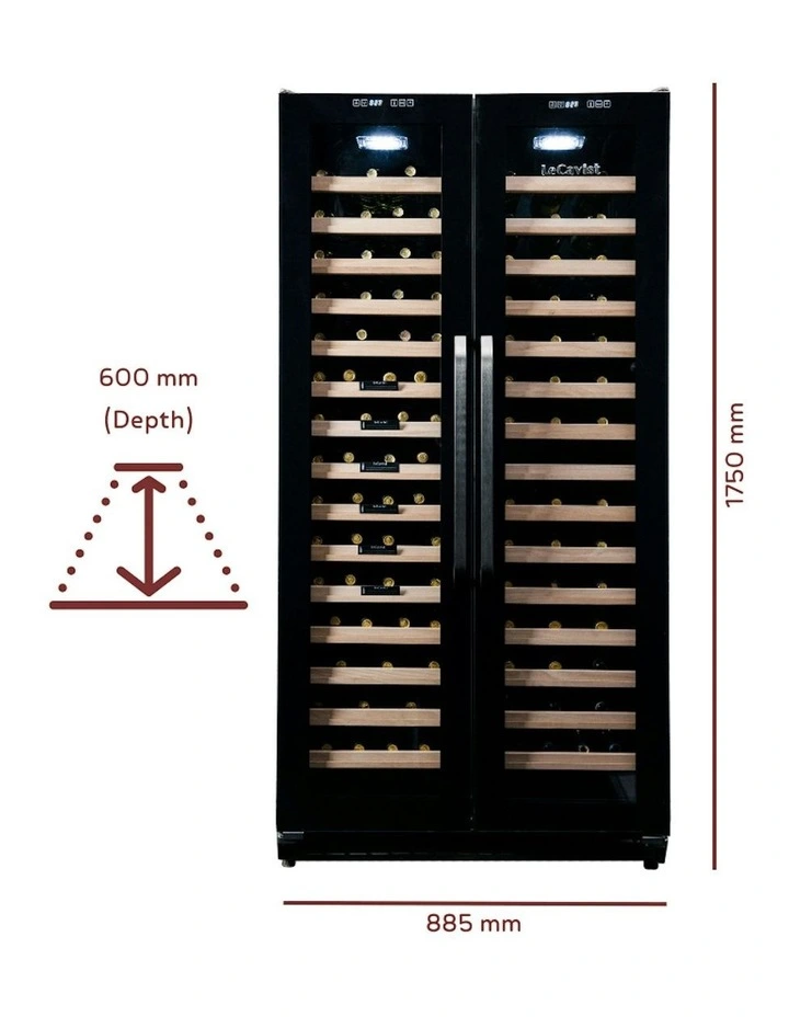 188 Bottle Dual Zone Side by Side Built-in Wine Cabinet in Black image 3