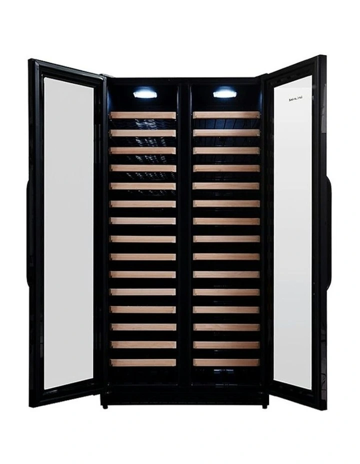 188 Bottle Dual Zone Side by Side Built-in Wine Cabinet in Black image 6
